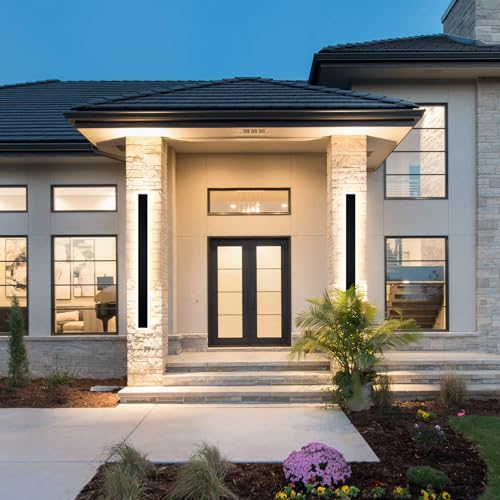 2 Stück 150CM Moderne Wandleuchte Aussen, 3000K-6000K 10%-100% Dimmbar Lange Wandleuchte Außen,IP65 Wasserdichte Wandlampe mit Fernbedienung für Eingangsbereich,Flur,Garage,Terrasse,Treppenhaus,Garten – Bild 2