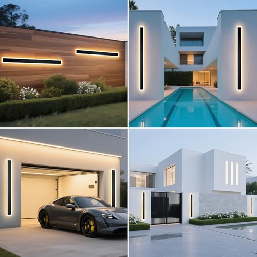 2 Stück 150CM Moderne Wandleuchte Aussen, 3000K-6000K 10%-100% Dimmbar Lange Wandleuchte Außen,IP65 Wasserdichte Wandlampe mit Fernbedienung für Eingangsbereich,Flur,Garage,Terrasse,Treppenhaus,Garten – Bild 7