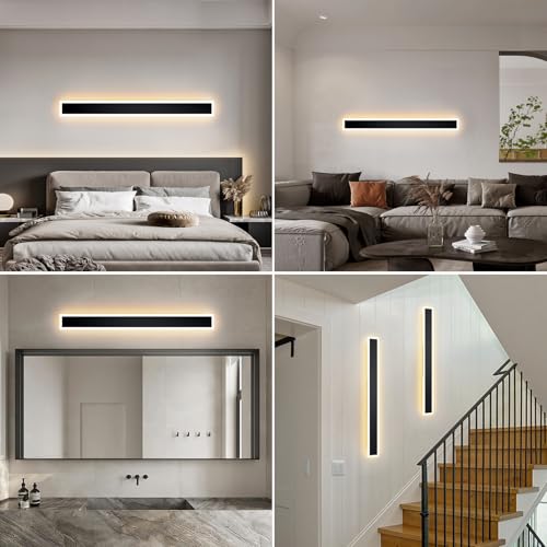 2 Stück 150CM Moderne Wandleuchte Aussen, 3000K-6000K 10%-100% Dimmbar Lange Wandleuchte Außen,IP65 Wasserdichte Wandlampe mit Fernbedienung für Eingangsbereich,Flur,Garage,Terrasse,Treppenhaus,Garten – Bild 8