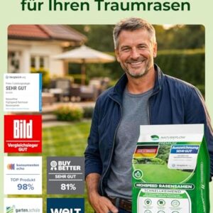 Alternative view of Rasensamen schnellkeimend Frühjahr 20kg 800qm - TEST SEHR GUT - Schnell wachsender Rasen Made in Germany - Premium Grassamen schnellkeimend - Rasensaat für sattgrünen Traumrasen - Rasensamen 20kg