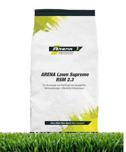 ARENA Gebrauchsrasen Grassamen RSM 2.3 10kg – Premium Sport- und Spiel Rasensamen für Spiel- & Freizeitgärten – zertifiziert nach RSM Standard – schnellkeimend & belastbar