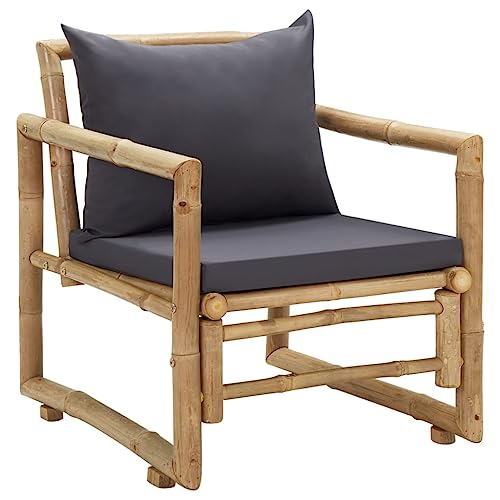 vidaXL 2X Gartenstuhl mit Kissen Gartensessel Gartenmöbel Stuhl Sessel Stühle Balkonstuhl Gartenstühle Terrassenstuhl Terrasse Bambus – Bild 6