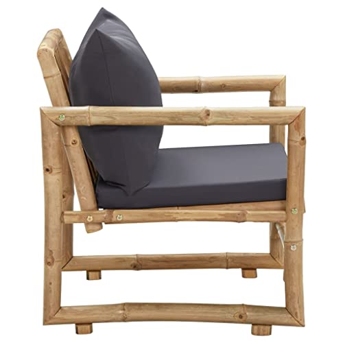 vidaXL 2X Gartenstuhl mit Kissen Gartensessel Gartenmöbel Stuhl Sessel Stühle Balkonstuhl Gartenstühle Terrassenstuhl Terrasse Bambus – Bild 7