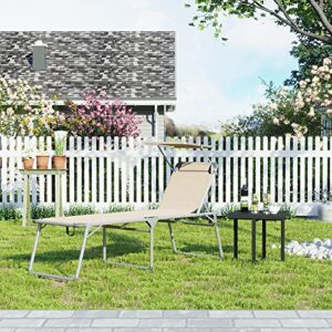 Alternative view of SONGMICS Sonnenliege mit Dach, Liegestuhl, Gartenliege, Aluminium, groß, 65 x 200 x 48 cm, bis 150 kg belastbar, Rückenlehne verstellbar, klappbar, Garten, Balkon, Terrasse, beige GCB26BE