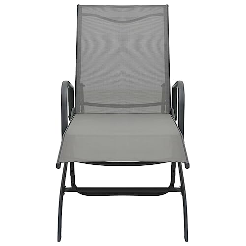 vidaXL Sonnenliege mit 2 Rädern Gartenliege Relaxliege Gartenmöbel Liege Liegestuhl Strandliege Freizeitliege Rollliege Stahl Textilene – Bild 5