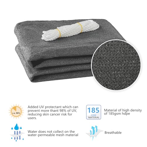 HAIKUS Sonnensegel 5x5 m Quadratisch, Premium HDPE UV Schutz Sonnenschutz Atmungsaktiv Wetterbeständig für Garten Balkon und Terrasse, inkl Befestigungsseile, Quadrat 5x5m Grau dunkle Graphit – Bild 2