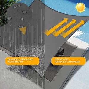 Alternative view of Shade&Beyond Sonnensegel 4x5m Rechteckig Wasserdicht, 95% UV-Schutz PES Polyester inkl Befestigungsseile für Garten Terrasse Balkon, Grau Anthrazit