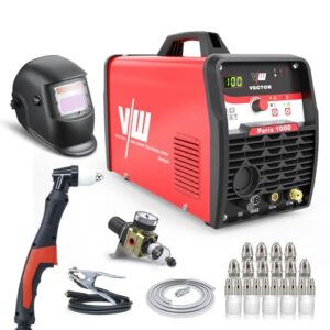 VECTOR WELDING Plasmaschneider 100 A SET - Pilotzündung - Plasma Cutter - 100 Ampere Stromstärke & 45mm Schnittstärke - 400v | Inkl. Plasmabrenner und Plasma Düsen SET
