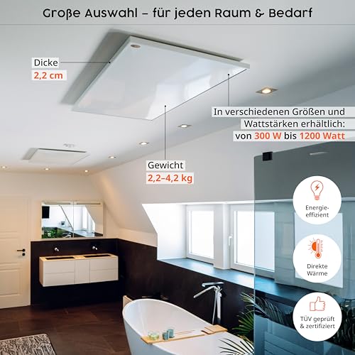 Könighaus Infrarotheizung - 600 Watt - zur Deckenmontage ✓ Infrarot Deckenheizung ✓ effiziente Elektroheizung ✓ mit TÜV/GS 5 Jahre Herstellergarantie ✓ Überhitzungsschutz – Bild 3