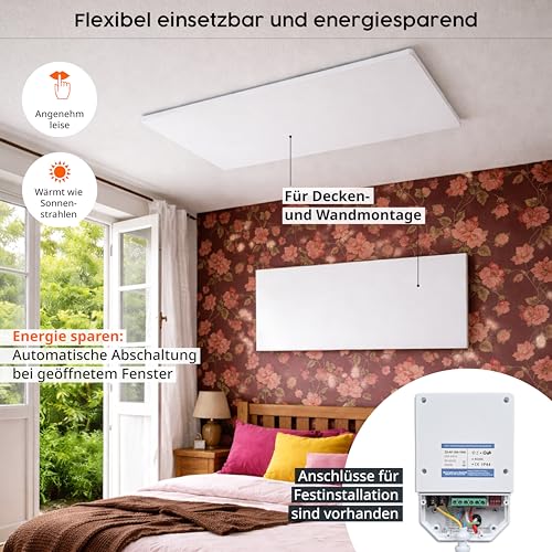 Könighaus Infrarotheizung - 600 Watt - zur Deckenmontage ✓ Infrarot Deckenheizung ✓ effiziente Elektroheizung ✓ mit TÜV/GS 5 Jahre Herstellergarantie ✓ Überhitzungsschutz – Bild 4
