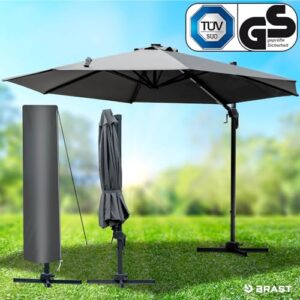 Alternative view of BRAST Alu Sonnenschirm Ampelschirm | Ø300cm Grau | TÜV geprüft | viele Modelle | Schützhülle | UV-Schutz 50 | wasserabweisend | drehbar & höhenverstellbar
