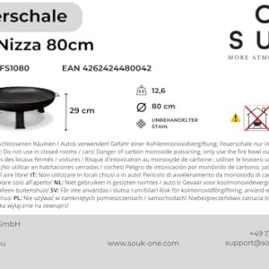 Alternative view of SOUK ONE Feuerschale Nizza 80 cm, Feuerschale - Feuerstelle für den Garten, Terrasse und Balkon, Feuertonne und Feuerkorb (Ø 80cm Nizza)
