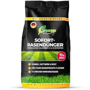 Greenyp Instant Rasendünger Frühjahr I 20kg für 800m² I mit blitzschneller Sofortwirkung für Frühjahr bis Spätsommer I verhindert Moosbildung I NPK Dünger Rasen Dünger
