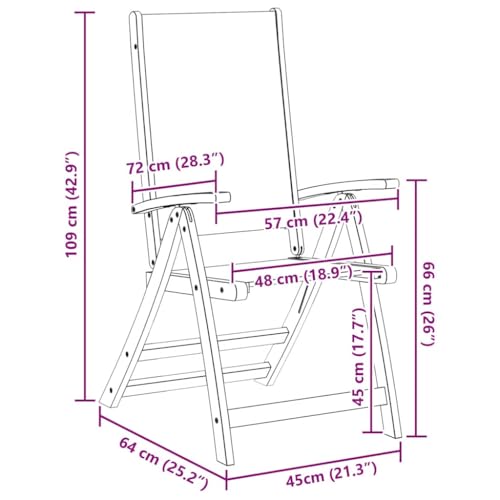 vidaXL Akazie 2X Gartenstuhl Klappstuhl Hochlehner Stuhl Stühle Gartenmöbel – Bild 3