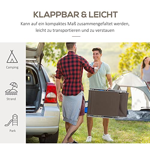 Outsunny Sonnenliege klappbar Strandliege mit Kopfkissen Sitzkissen Liegestuhl mit 7-Fach verstellbare Rückenlehne Gartenliege Relaxliege bis 165 kg belastbar, für Garten Urlaub Outdoor, Braun – Bild 6