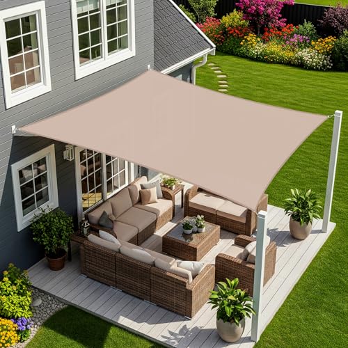 Sunnylaxx 4x4m Sonnensegel Quadrat, Wasserdicht Sonnenschutz Sunsegel Color Taupe, 95% UV-Schutz,für Außenbereich,Garten