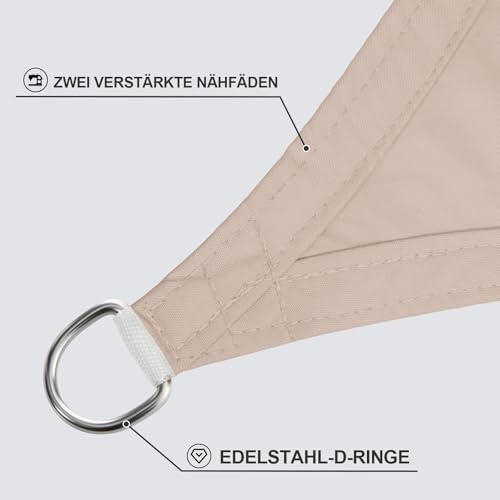 Sunnylaxx 4x4m Sonnensegel Quadrat, Wasserdicht Sonnenschutz Sunsegel Color Taupe, 95% UV-Schutz,für Außenbereich,Garten – Bild 3