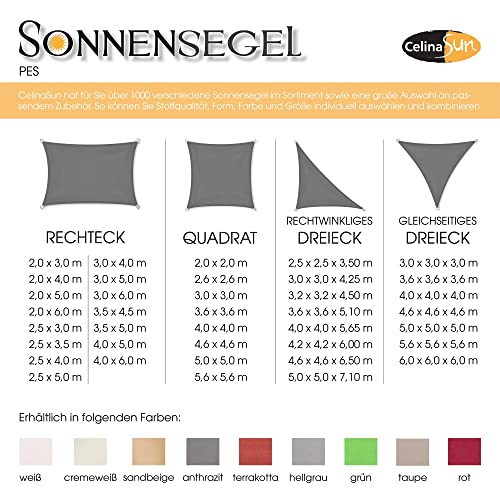 CelinaSun Sonnensegel inkl Befestigungsseile Premium PES wasserabweisend imprägniert Dreieck gleichseitig 5 x 5 x 5 m anthrazit – Bild 4