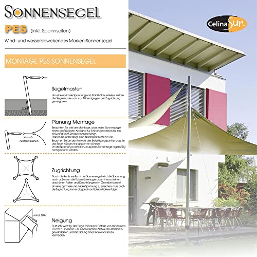 CelinaSun Sonnensegel inkl Befestigungsseile Premium PES wasserabweisend imprägniert Dreieck gleichseitig 5 x 5 x 5 m anthrazit – Bild 6