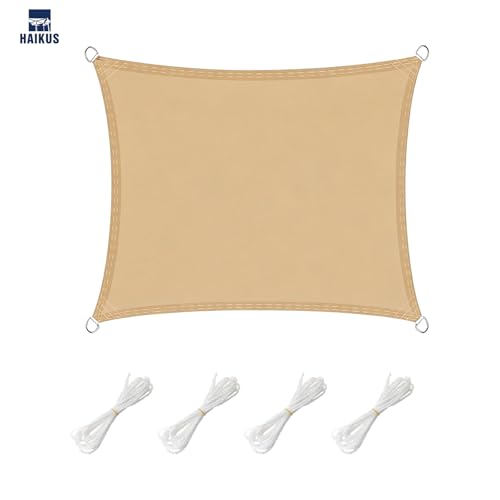 HAIKUS Sonnensegel Wasserdicht Rechteckig 5x5m Sonnenschutz Wasserabweisend 5x5 m Premium PES Polyester mit UV Schutz für Balkon Garten Terrasse Quadratisch Sand – Bild 2