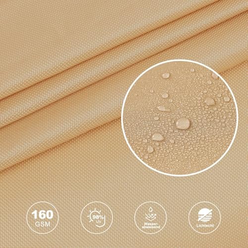 HAIKUS Sonnensegel Wasserdicht Rechteckig 5x5m Sonnenschutz Wasserabweisend 5x5 m Premium PES Polyester mit UV Schutz für Balkon Garten Terrasse Quadratisch Sand – Bild 5