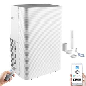 Echos® Mobile Klimaanlage 12.000 BTU mit Abluftschlauch WiFi & Fensterabdichtung Mobiles Klimagerät Leise ≤56dB App/WLAN Steuerung Fernbedienung 24h Timer 3in1 Luftkühler, Luftentfeuchter & Ventilator