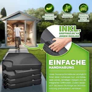 Alternative view of tillvex Sonnenschirmständer 60 Liter / 80 kg – 4-teilig für Ampelschirm inkl. Metallverbinder | Schirmgewicht befüllbar mit Wasser oder Sand | Schirmständer Ampelschirmständer wetterfest