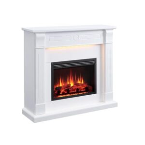 Elektrokamin BALDERIA Hikaru - Standkamin mit Heizung bis 2000W, 3D-Flammeneffekt, LED-Beleuchtung, Knister-Sound, App-Steuerung, WiFi, Fernbedienung, Timer, Thermostat - Weiß