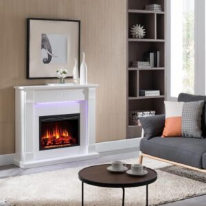 Alternative view of Elektrokamin BALDERIA Hikaru - Standkamin mit Heizung bis 2000W, 3D-Flammeneffekt, LED-Beleuchtung, Knister-Sound, App-Steuerung, WiFi, Fernbedienung, Timer, Thermostat - Weiß