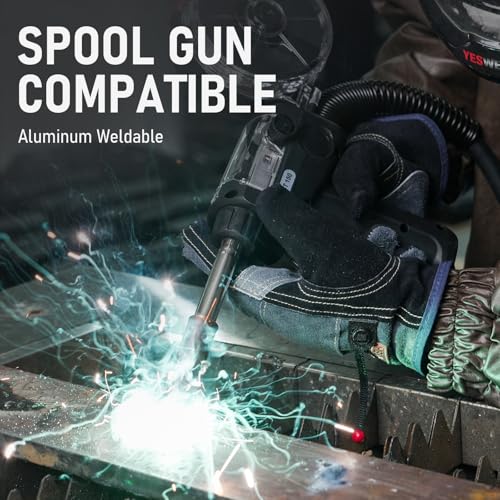 YESWELDER 185A MIG MAG Schutzgas Schweißgerät, Fülldraht MIG/Gas MIG/Spulenpistole MIG/Lift TIG/Stick 6 in 1 Multiprozess Aluminium MIG Schweißgerät 230V, LED Digitale Anzeige Synergische Kontrolle – Bild 4