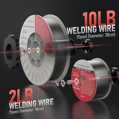 YESWELDER 185A MIG MAG Schutzgas Schweißgerät, Fülldraht MIG/Gas MIG/Spulenpistole MIG/Lift TIG/Stick 6 in 1 Multiprozess Aluminium MIG Schweißgerät 230V, LED Digitale Anzeige Synergische Kontrolle – Bild 5