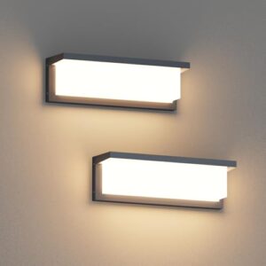 Coinmit 2 Stück 36W LED Wandleuchte für den Außenbereich, 3000K, 3500LM, IP65 Wasserdichte Wandlampe, Wandleuchten aus Aluminium für Innen und Außen, Terrasse, Balkon,Anthrazit