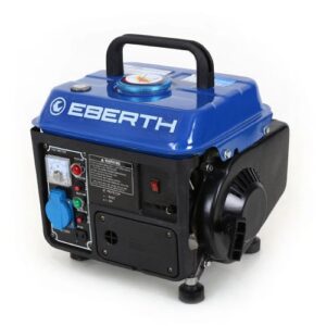 EBERTH 750 Watt Notstromaggregat Stromerzeuger Stromaggregat mit 2 PS Benzinmotor, 2-Takt, luftgekühlt, 1x 230V, 1x 12V, Seilzugstart, Voltmeter, Tankanzeige, Überlastschalter, tragbar, 15 kg Gewicht