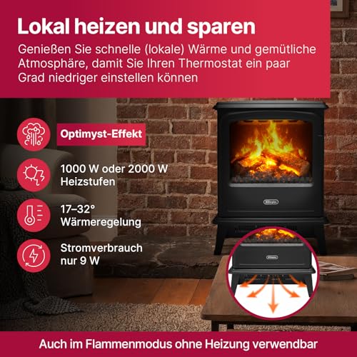 Dimplex Elektrokamin Evandale - Elektrokamin mit Heizung und Kaminfeuer - 1000W / 2000W - Wasserdampf Kamin - LED Optimyst 3D Flammeneffekt - Inklusive Fernbedienung - Black – Bild 2