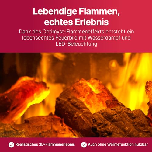 Dimplex Elektrokamin Evandale - Elektrokamin mit Heizung und Kaminfeuer - 1000W / 2000W - Wasserdampf Kamin - LED Optimyst 3D Flammeneffekt - Inklusive Fernbedienung - Black – Bild 5