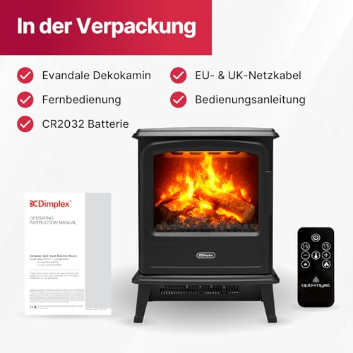 Dimplex Elektrokamin Evandale - Elektrokamin mit Heizung und Kaminfeuer - 1000W / 2000W - Wasserdampf Kamin - LED Optimyst 3D Flammeneffekt - Inklusive Fernbedienung - Black – Bild 8
