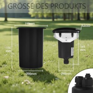 Alternative view of JNR 4er Set Bodenstrahler Außen Schwenkbar GU10 IP67 Wasserdicht mit LED 5W 3000K Warmweiß, Bodeneinbaustrahler Aussen 230V Bodenleuchten Außen, Schwarz