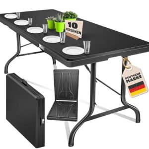 KESSER® Buffettisch Tisch klappbar Kunststoff 220x68 cm Campingtisch Partytisch Klapptisch Gartentisch für Garten, Terrasse und Balkon zusammenklappbar 6 Personen inkl. Cover & Tragegriff, Anthrazit