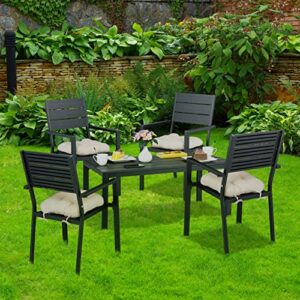 Alternative view of Relaxdays Gartenstuhl 4er Set, HBT 90 x 53,5 x 59 cm, Balkonstühle m. Armlehnen, Metall, Moderne Terrassenmöbel, schwarz