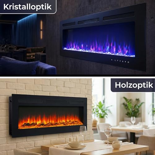 KLAMER Elektrokamin 1800W, Heizlüfter mit Thermostat 18–30°C, 9 Flammenfarben, Timer 1–8h, WiFi App & Fernbedienung, Elektroheizung bis 37m² – Bild 7