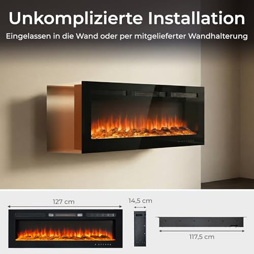 KLAMER Elektrokamin 1800W, Heizlüfter mit Thermostat 18–30°C, 9 Flammenfarben, Timer 1–8h, WiFi App & Fernbedienung, Elektroheizung bis 37m² – Bild 8