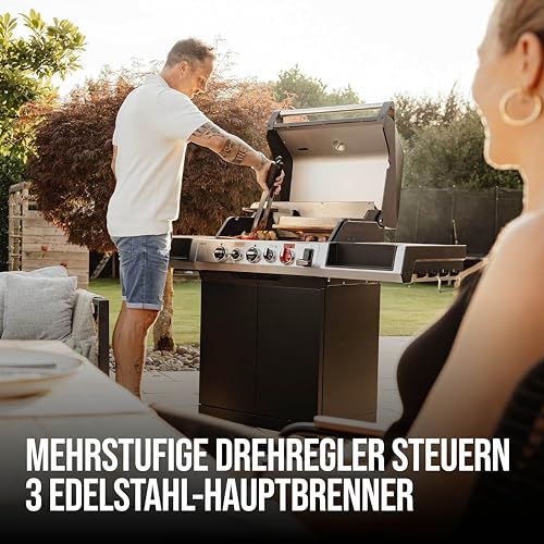Enders® Gasgrill UNIQ 3 IK CRUSTER®, 3-Edelstahlbrenner, mehrstufige Drehregler, 800 °C TURBO ZONE™, SWITCH GRID™, HEAT RANGE™, SIMPLE CLEAN™, doppelwandige Garhaube, GN ½ Container #8700 – Bild 3