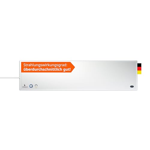 Könighaus Infrarotheizung 120x30 cm - 450 Watt ✓ 5 Jahre Garantie ✓ Doppelter Überhitzungsschutz ✓ Ultraflacher Heizkörper für 6-12 m² ✓ Die platzsparende, CO2-freie Elektroheizung