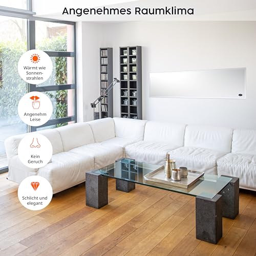Könighaus Infrarotheizung 120x30 cm - 450 Watt ✓ 5 Jahre Garantie ✓ Doppelter Überhitzungsschutz ✓ Ultraflacher Heizkörper für 6-12 m² ✓ Die platzsparende, CO2-freie Elektroheizung – Bild 2