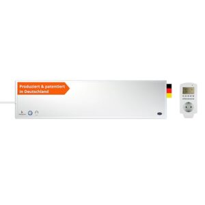 Könighaus Infrarotheizung 120x30 cm - 450 Watt ✓ 5 Jahre Garantie ✓ Doppelter Überhitzungsschutz ✓ Ultraflacher Heizkörper für 6-12 m² ✓ Die platzsparende, CO2-freie Elektroheizung ✓ inkl. Thermostat