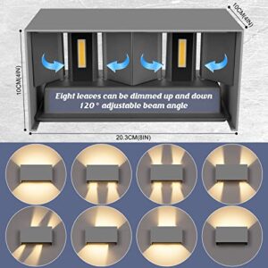 Alternative view of Cwycfw 24W LED Wandleuchten Innen Grau Wandlampen 4 Stück Auf und ab Einstellbarer Lichtstrahl Wandleuchte Außen Warmweiß 3000K Aussenlampen LED IP65 Wasserdichte