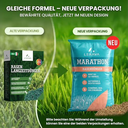 LERAVA® Rasenlangzeitdünger Marathon (900 m²) – Frühjahrsdünger Rasen mit Langzeitwirkung – NPK-Dünger für dichten, vitalen Rasen – Kontrollierte Nährstoffabgabe bis zu 3 Monate – Bild 2