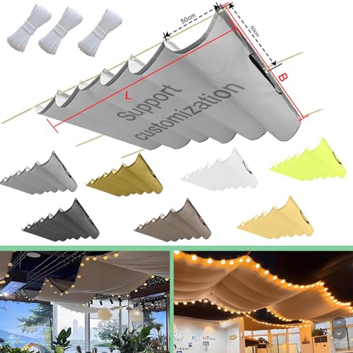Einziehbar Welle Sonnensegel 160x350cm(BxL) Verstellbar Schattenabdeckung Sonnenschutz Wasserdicht Outdoor Pergola UV-beständig Markise Anwendbar auf Terrasse Garten Hellgrau