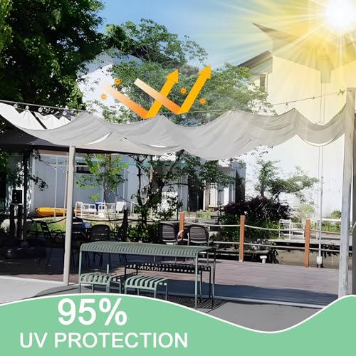 Einziehbar Welle Sonnensegel 160x350cm(BxL) Verstellbar Schattenabdeckung Sonnenschutz Wasserdicht Outdoor Pergola UV-beständig Markise Anwendbar auf Terrasse Garten Hellgrau – Bild 3