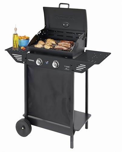 Campingaz Gasgrill Xpert 200 LXD | BBQ Gas-Grillwagen mit 2 aluminisierten Gas-Brennern | Deckel mit Thermometer | 7.1 kW Leistung | Warmhalterost | 2 klappbare Seitentische – Bild 2